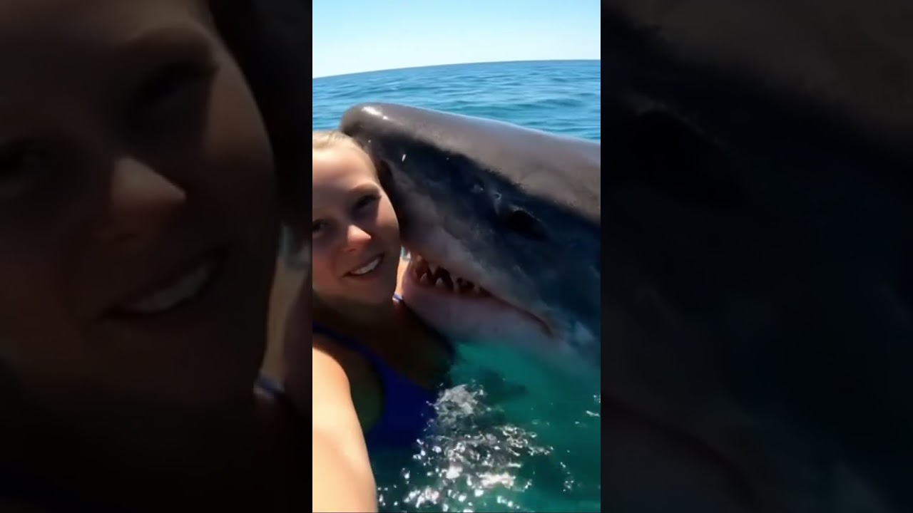 ELLE NAGE AVEC UN REQUIN #shorts #viral