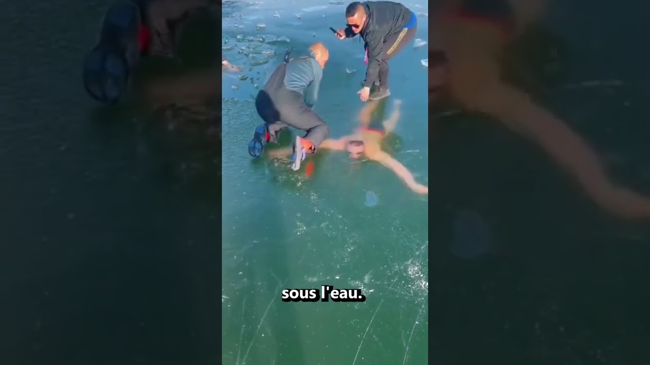 Ce Nageur Est Resté Coincé Sous La Glace