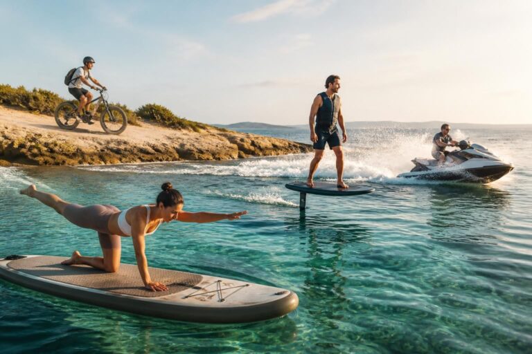 Activités nautiques inédites : découvrez le Pilates-paddle, l&rsquo;e-foil, l&rsquo;e-bike et le jet ski sous un nouveau jour