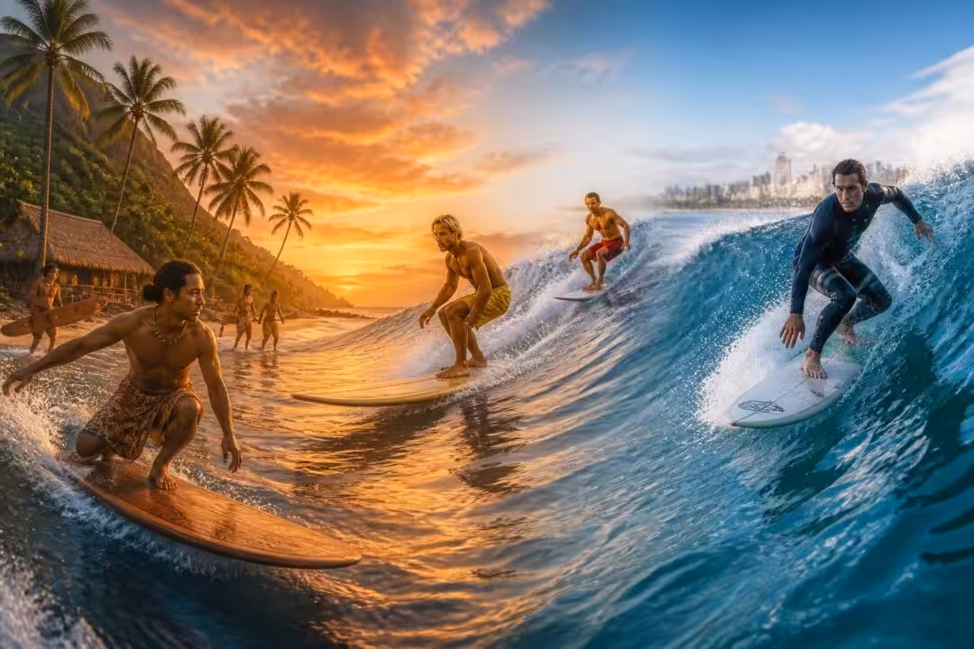 découvrez les origines fascinantes du surf et son évolution à travers les âges, de ses débuts anciens jusqu'à sa popularité moderne.